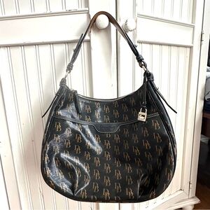 Dooney & Bourke Black and Tan Hobo Bag